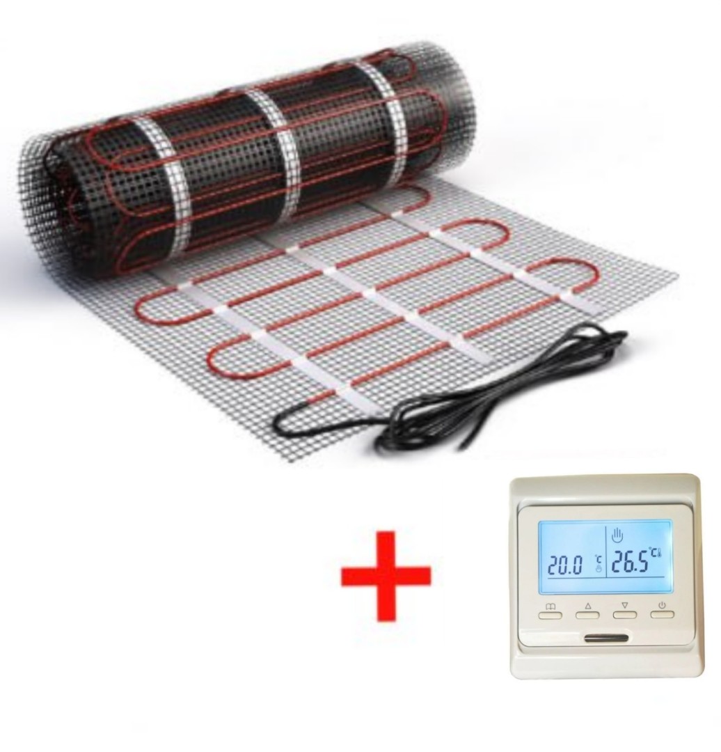 Теплый пол нагревательный мат (0,5 кв.м.) + электронный терморегулятор